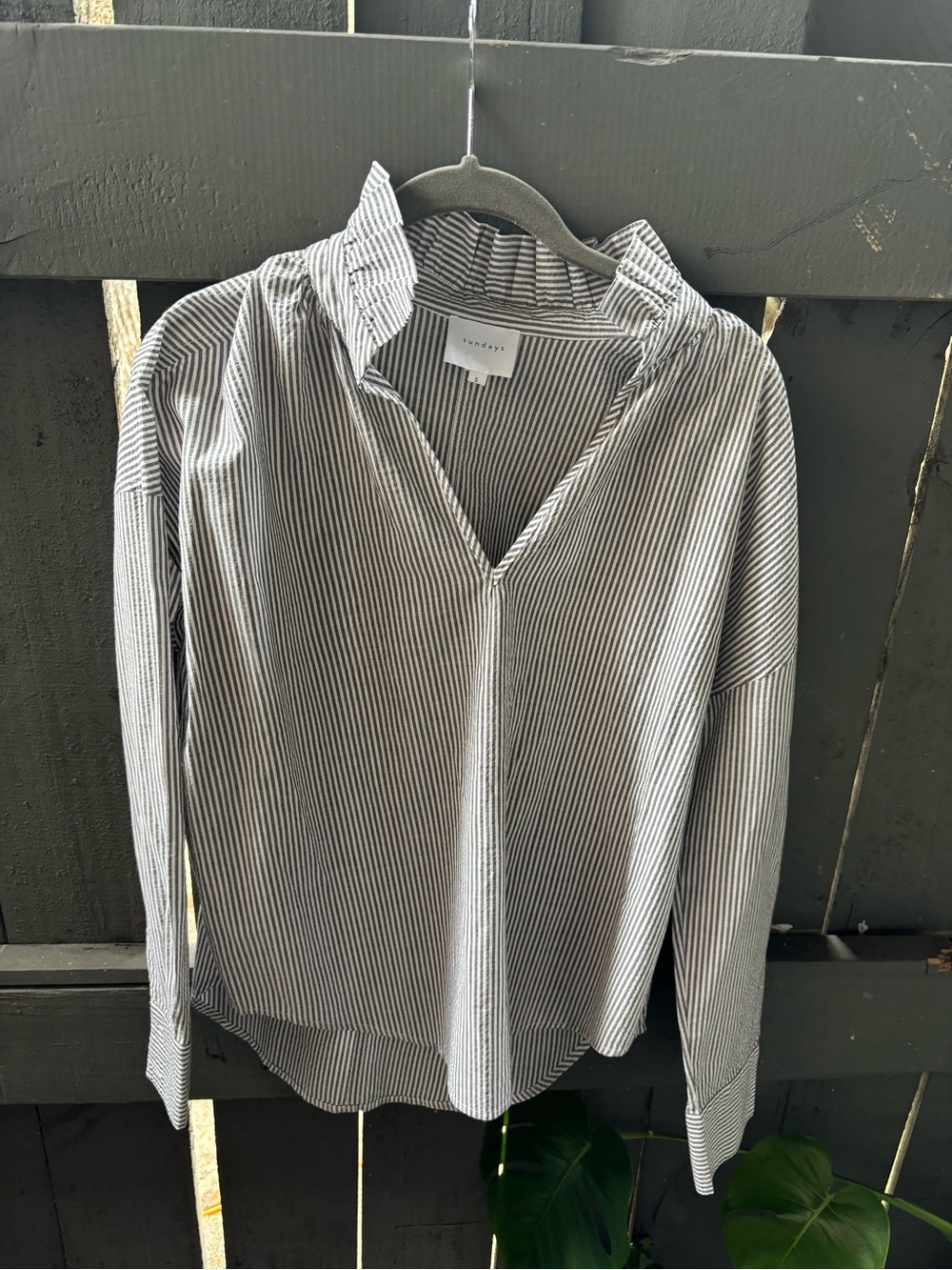 sundays Black & White Pinstripe Casual Button-Down Shirt